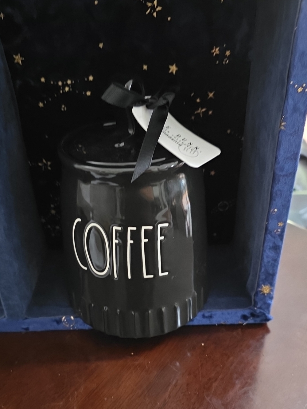Rae Dunn Black Ceramic "COFFEE" Canister with Lid
